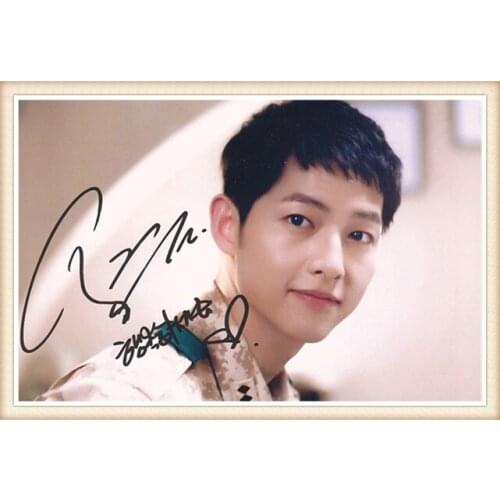 Song Joong ki autographed photo with korean wishes Descendants of the sun 4*6 inches collection freeshipping 06.2016 02
