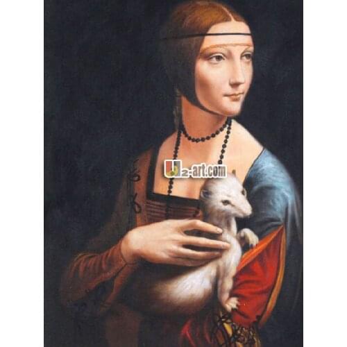 Modern decor the Lady with an Ermine Leonardo printed famous art oil painting printed on canvas craft Dd-OM-(332)
