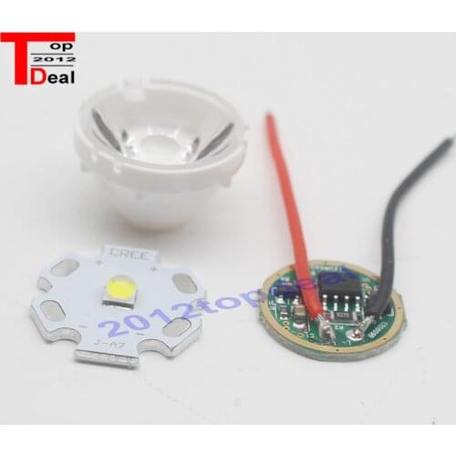 CREE 10W XPL XP-L V5 V6 Led Emitter Light WHITE Diode Chip 16MM 20MM Aluminum PCB+Input 16mm 3.7V LED driver+lens