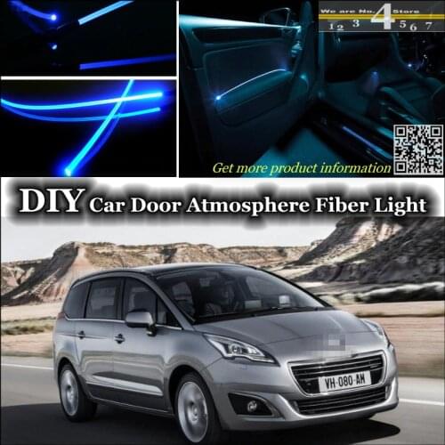 Interior Ambient Light Tuning Atmosphere Fiber Optic Band Lights For Peugeot 5008 Inside Door Panel illumination (Not EL light)