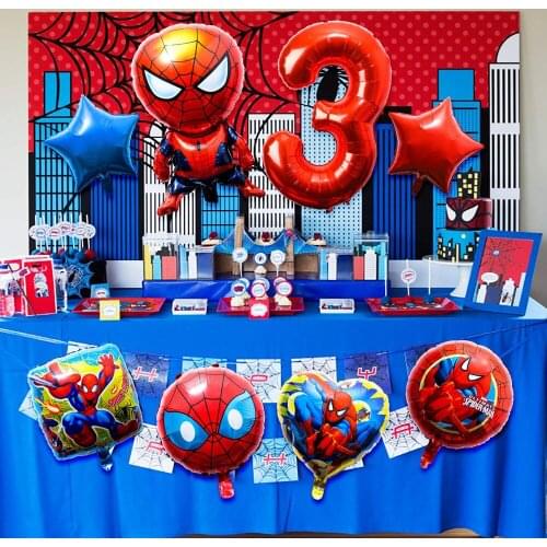 8Pcs Spider Superhero Balloons 3rd Birthday Party Supplies for Children Superhero Balloons Theme Birthday Party Decorations