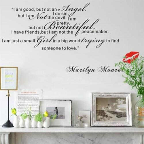 I am good ,but not an angle marilyn monroe quotes vinyl wall stickers for living room wall art decor decals diy removable gift
