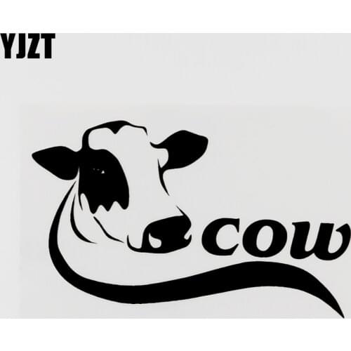 YJZT 13.6CMX7.9CM Innovative Decal Animal Cow Vinyl Car Sticker Black/Silver 8C-0120