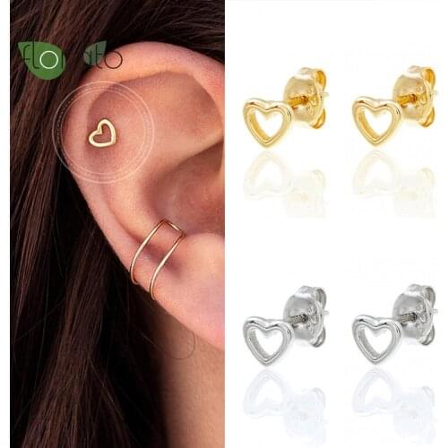 925 Silver Ear Needle Minimalist Heart Shape Stud Earrings for Women Crystal Small Earrings Suit Jewelry Marry Couple Earrings