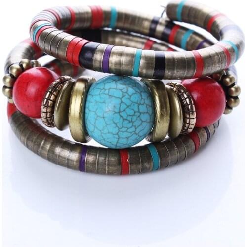 2020 New Fashion Imitation Natural Stone Snake Bangle Bracelets For Women Vintage Multilayer Metal Bracelet Jewelry Indian