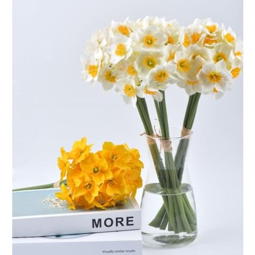 1PC Artificial Narcissus Flower Bouquet Home Decoration Fake Desktop Flowers Wedding Scene Decor Daffodil