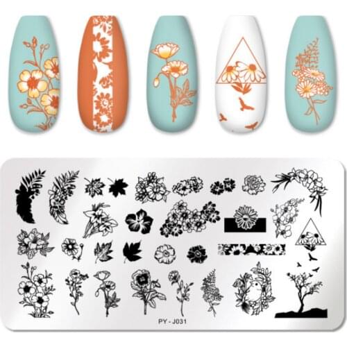 1PC Nail Stamping Plate Flower Leaf Geometry Stamp Template Nail Image Plate Stencil DIY Printing Stainless Steel Tools 40 Style