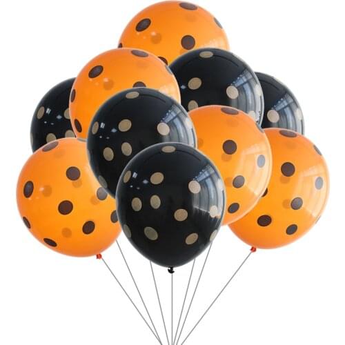 10pcs 12inch Halloween Dot Ballons Happy Halloween Balloons Birthday Decorations for Home Party Supplies Home Decor Globos