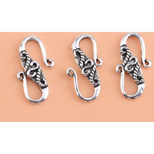 10pcs S925 sterling silver Thai silver button accessories, retro s Button hand-made Bracelet Necklace buckle, buckle accessories