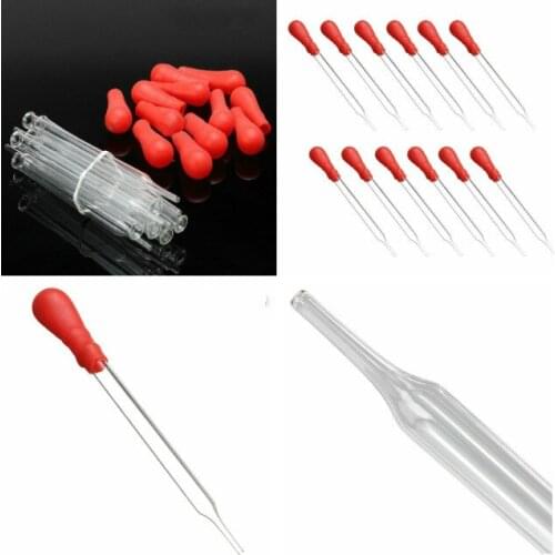 12pcs/bag Hot sale Glass dropper Red Rubbe Head Lab Dropper Measuring Device