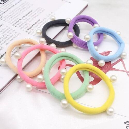 50bag 100pcs/bag Pearl Towel Ring Candy Color Ring Hair Headdress Elastic Hair Bands Cute headwear