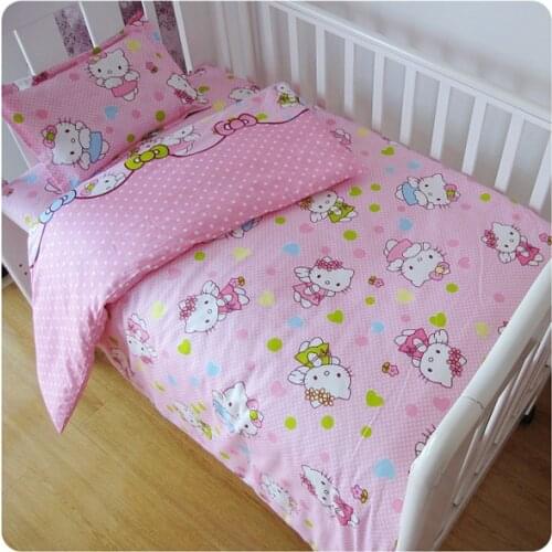 Promotion! 3PCS Cartoon baby bedding set cartoon baby crib baby bed set juego de cama ,Duvet Cover/Sheet/Pillow Cover