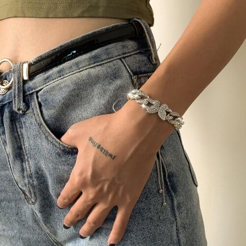 Cuba Hip hop Bracelet Butterfly Fashion Woman Exquisite Rhinestone Shining Animal Link Chain Retro Party Gift