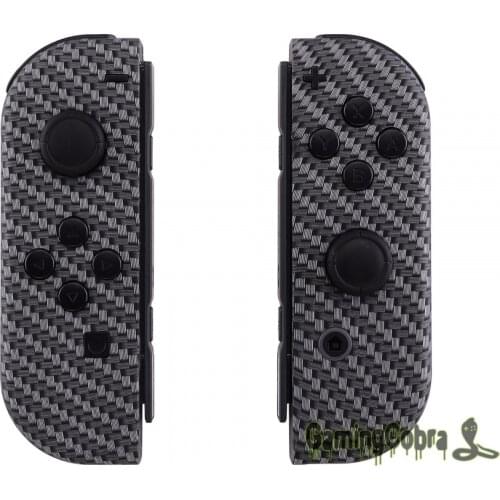 Soft Touch Grip Black Silver Carbon Fiber Housing Shell Cover with Full Set Buttons for Nintendo Switch Joy-Con Controller