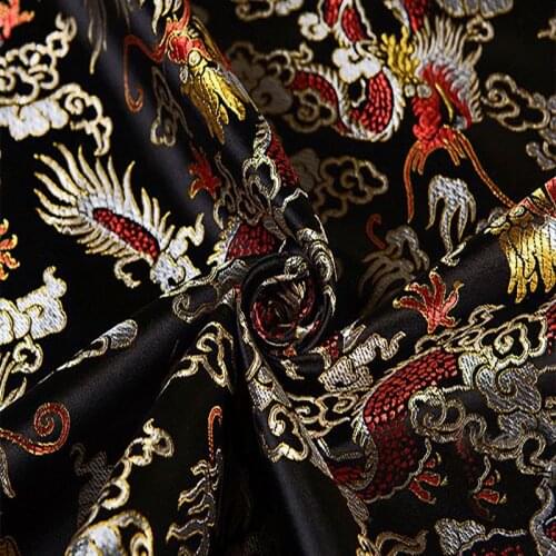 Black dragon style Metallic Jacquard Brocade Fabric, 3D jacquard yarn dyed fabric for dress,,bedding,bag,curtain DIY 115cm width