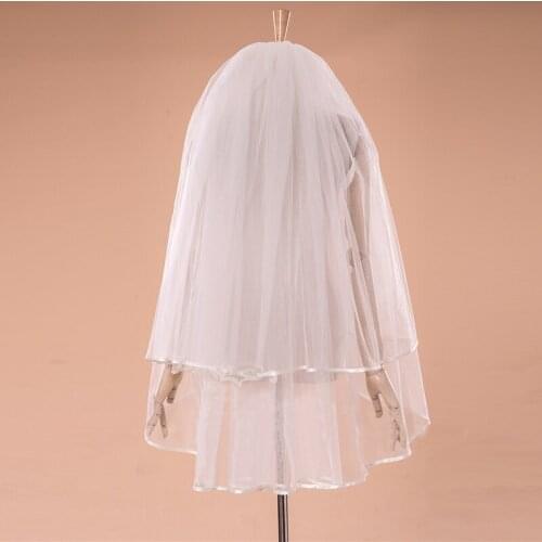 Two Layer Bridal Veils Satin Edge Wedding Veil bridal hair accessories champagne wedding vail