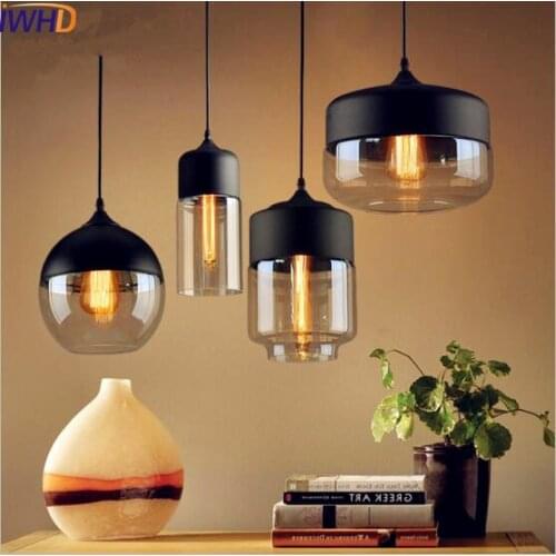 IWHD Glass Style Loft Vintage Pendant Light Fixtures Bar Coffe Edison Industrial Lamp American Hanglamp Home Lighting Luminaire