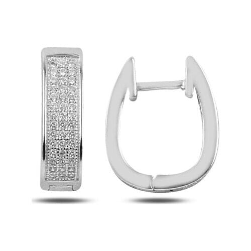 KUTAYDAN Zircon Cubic Zirconia J Earrings 925 Sterling Silver