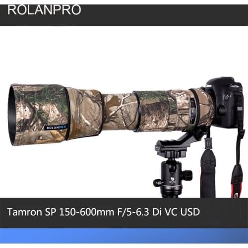 ROLANPRO Nylon Jungle Camouflage Lens Clothing Rain Cover for Tamron SP 150-600mm F/5-6.3 Di VC USD A011 Lens Sleeve Guns Case