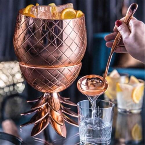 Pineapple cocktail Stainless steel Metal copper Cups 900ml Moscow Mule Mug With Lid Beer MugDrinking Cups Mugs Bar Tool 30oz