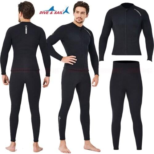 MENS 2MM NEOPRENE WETSUITS RASH GUARDS LONG SLEEVES SURFING DIVING SUIT SWIMMING TOP SHIRTS PANT WARM UPF 50+ D240002 D244002-M