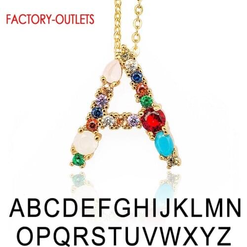 New 26 Initial A-Z Letter Pendant Necklace 925 Sterling Silver Necklace Colorful Crystal Jewelry Accessories Gift For Women