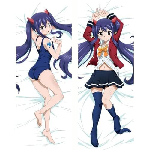 Newly Design Anime Fairy Tail Natsu Lucy Heartfilia & Erza Scarlet hugging Body pillowcase cover Dakimakura pillow cover case