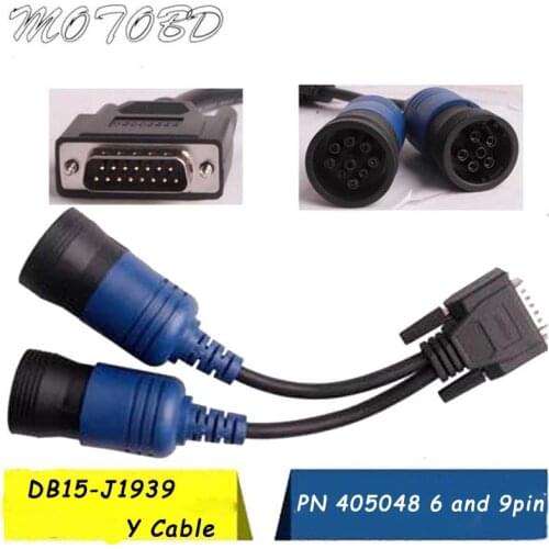 New PN 405048 6Pin and 9pin Y Deutsch Adapter for Nexiq USB Link 125032 Diesel Truck 6 Pin and 9 Pin To DB15 PIN Male Cable