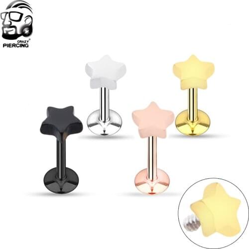 New Product Ear Piercing Lip Body Labret Cartilage Helix Tragus Star Barbell Bar Earrings Surgical Steel Ear Studs Piercing