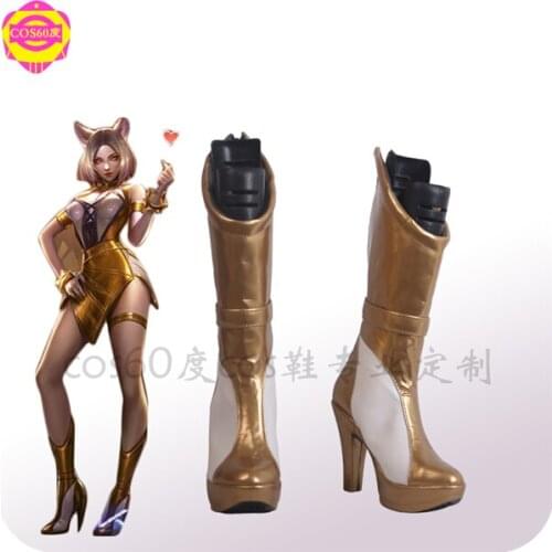 LOL KDA Group Prestige Edition Ahri Cosplay Shoes Golden Boots Customized Free Shipping 35-47