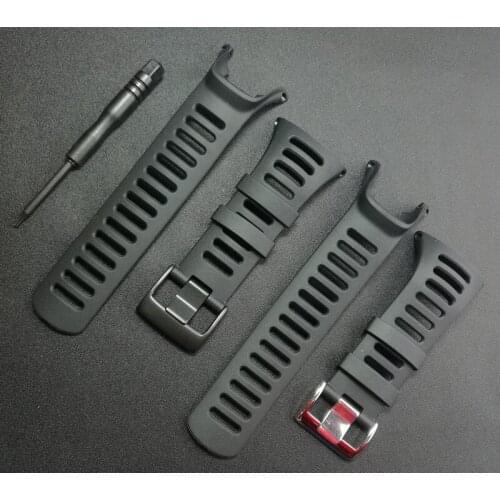 Wholesale 20pcs Watchband FOR SUUNTO Ambit 1 2 3 2R 2S 24mm Men Watch Rubber Strap Watchband silver black color Buckle