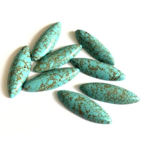 Wholesale Natural Magnesite Turquois e Bead Cabochon 9x29mm Marquise Gem Stone Cabochon Ring Face,2Pcs/pack