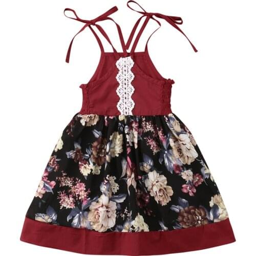 Toddler Baby Girls Strap Dress Party Princess Pageant Floral Dress Sundress Sleeveless Summer Cute Children Girl Clothing