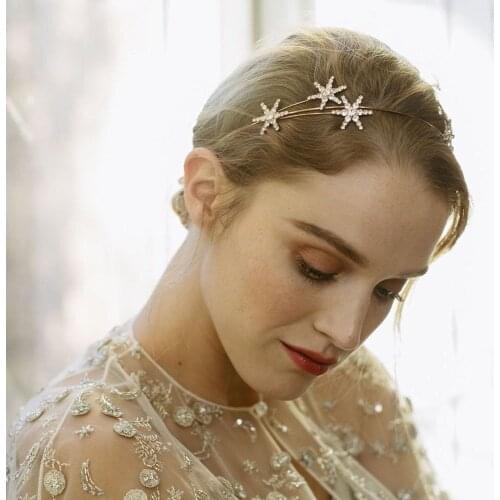 Baroque Crystal Star Headband Crown Hairband for Women Bling Bridal Tiara Hair Crown Wedding Jewelry Accessory