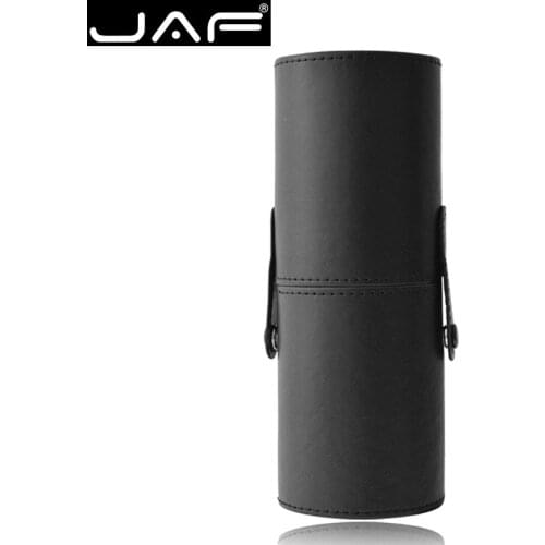 JAF Empty Brush Holder Tube Portable Travel Makeup Brushes Cylinder Holder Cosmetic Organizer Case PU Leather Storage Container