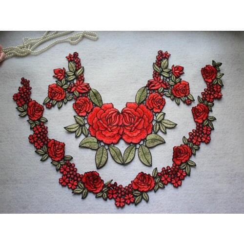 Size27*32cm Free Shipping Diy Craft 1pc x Multi-Colored Polyester Flower Embroidered Lace Collar Applique for Garment Decoration