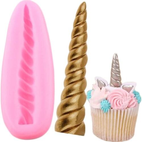 Unicorn Horns Silicone Mold Baby Birthday Cupcake Topper Fondant Cake Decorating Tools Chocolate Candy Polymer Clay Moulds