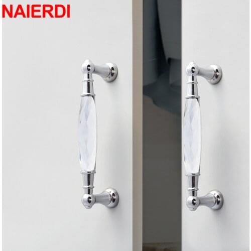 NAIERDI Luxury Diamond Crystal Handles Cabinet Handles Closet Door Drawer Knobs Wardrobe Single Hole Furniture Handle