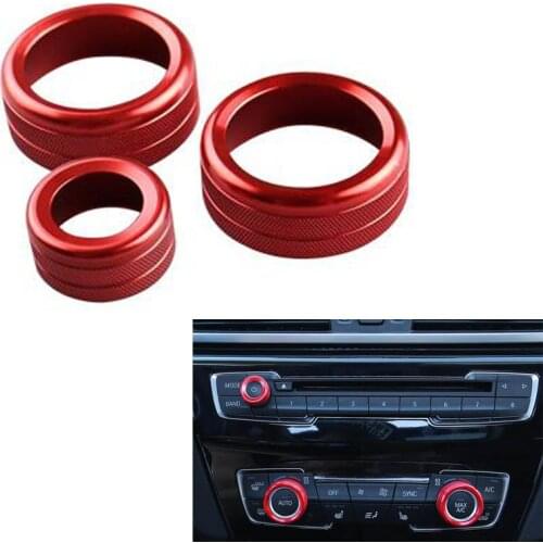 YAQUICKA 3x Car Interior Audio Volume Knob Adjust Button Trim Circle Ring For BMW X1 F48 1 2 3 4 Series F30 F34 F46 GT 2013-2017