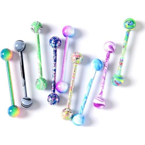 10pcs Stainless Steel Tongue Piercing Barbell Bars Piercing Tongue Rings Multicolor Punk Fashion Body Jewelry For Women Jewelry