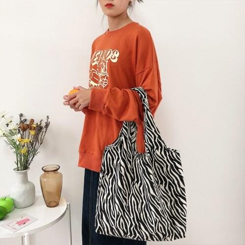 Vintage Zebra Pattern Print Tote Bag Women Large-capacity Shopper Bag Ladies Hand Bags Shoulder Bag For Women Torebki Damskie