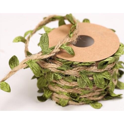Wedding Decoration 1Yard Simulation Green Leaves Weaving Hemp Rope DIY Wedding Birthday Rattan Gift Bouquet Packaging Rope 5mm