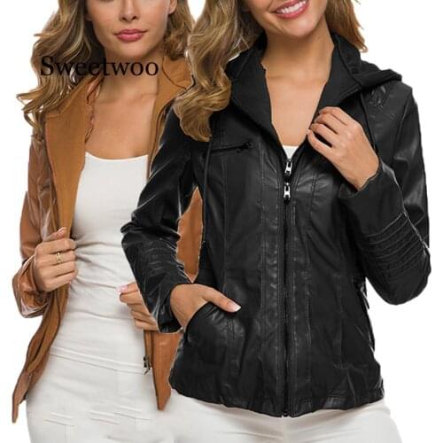 SWEETWOO Womens Winter Leather Jackets