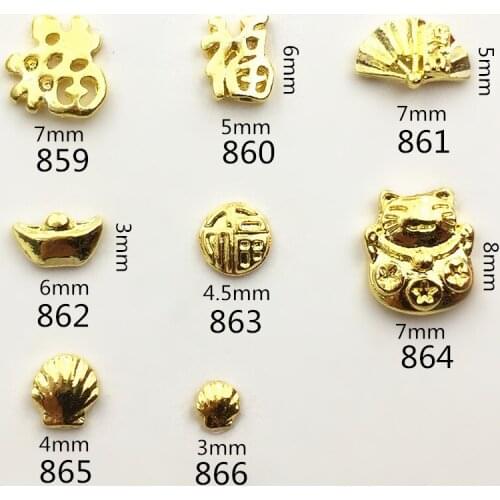 10pcs/bag Japan Korea 3D Nail Art Decoration Metal Kawaii Lucky Cat Shell DIY Charm Nail Styling Tools