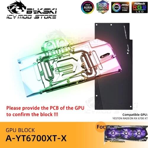 Bykski VGA Water Block for YESTON Radeon RX 6700 XT ARGB VGA Copper Heatsink Water Cooling Video Card Liquid Block A-YT6700XT-X