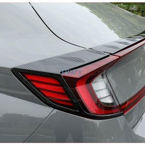 For Hyundai Sonata 2020 5PCS ABS Chrome/carbon fibre Car Rear Light Taillights Cover Trim Car Styling Accessories