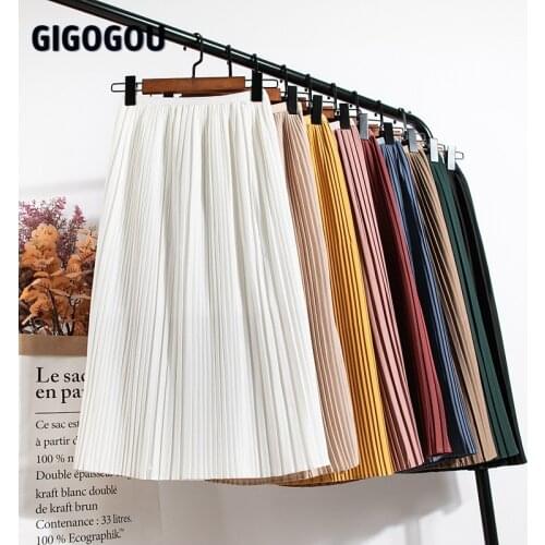 GIGOGOU Spring Summer Women Pleated Skirt Elastic High Waist Solid Tulle Skirt Chic Mesh Chiffon Tutu Skirt Holiday Beach Longue