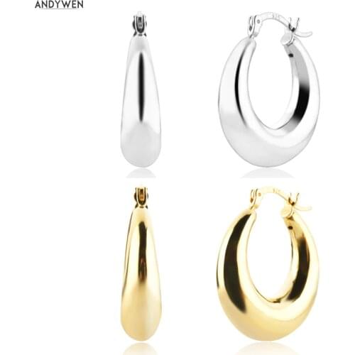 ANDYWEN 925 Sterling Silver Gold Hollow Hoops Earring Women Piercing Luxury Jewelry Clips Pendientes Circle Round Jewels