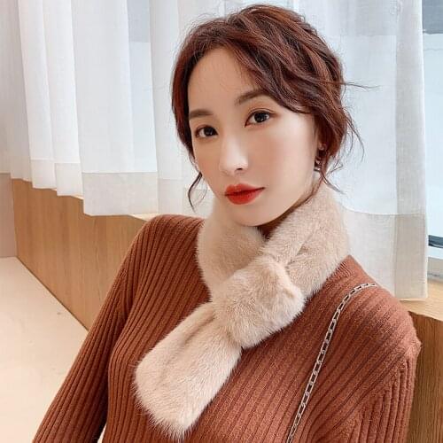 Lantafe Women Scarf Fur Winter Scarf Mink Fur Collar Simple Style High Quality Real Fur Neck Keep Warm Ladies Scarf