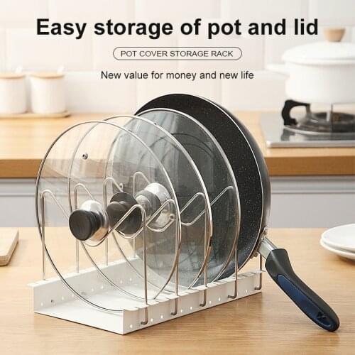 1Pc Pot Lid Holder Lid Organizer Pot Lid Rack Storage Pan Lid Cover Cabinet Pantry Black Holder Rack Organizer Kitchen Accessory